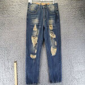 Jeans Womens Size 28 Blue Distressed Denim Mid-Rise Casual Five-Pocket Style